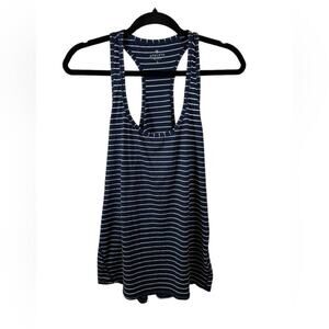 Athleta‎ Racerback Navy  and White Stripes Tank Size Medium